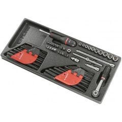 1/4'' Drive Socket 6 Point Metric Keys And Bits Module Set Tray (PL.658) Weight: 1.413Kg, FACOM (MOD.R5)