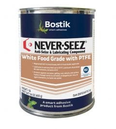 Never-Seez White Food Grade Compound  w/PTFE, Flat Top Can, 14 oz. BOSTIK (NSWT-14)