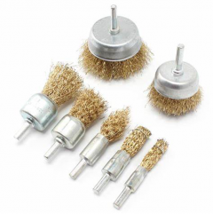 Brush, End, Crimped, Shank Mounted, 12mm OD x 25mm Bristle Length x 75mm OAL x 6mm Shank, CFC ABRASIVES (BES61225-B)