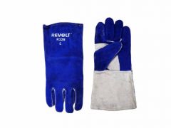 Revolt R328 Large 14" Welding Glove Blue Cowhide with Cotton Lined Mat'll, CFC SAFETY (132026)