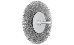 Brush Wire Wheel Crimped Mounted Steel, 20mm x 4mm x 0.2mm W/D x  6mm shank, PFERD (RBU2004-6ST0.20)