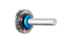 Brush Wire Wheel Crimped Mounted Stainless Steel INOX, 20 x 4 x 0.2mm W/D x 6mm shank, PFERD (RBU2004-6INOX0.20)