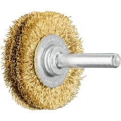 Brush Wire Wheel Crimped Mounted Brass, 50mm dia. x 15mm x 0.2mm W/D x  6mm shank, PFERD (RBU5015-6MES0.20)