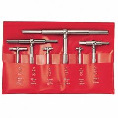 Set, Gauge Telescoping, 6pcs Range (In): Range (in): 5/16 - 6", Handle Length (in): 2-3/8 - 3-1/4", 579A/B/C/D/E/F in Case, STARRETT (S579HZ)