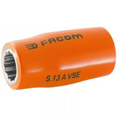 VDE, 1/2'' Drive Socket 1000V Insulated 12 Point 10mm, FACOM (S.10AVSE)