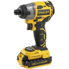 Impact Driver, Brushless 18V Cordless, 1/4'' Hex Reception, c/w two 2.0ah Li-Ion Battery and one 230V charger, STANLEY (SBI201D2K-B1)