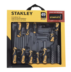 Screwdriver Set 5 Flat/4 PH, 1/4" Hex Insert Bit 19pcs, 1/4" Dr Socket 5-13mm, 3/16"-1/2", 49pcs/set, STANLEY (STHT0-70887)