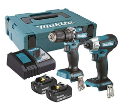 DC COMBO KIT 18V Hammer Drill & Impact Driver, 2 x 3.0ah LI-ION Battery & Charger, MAKITA (DLX2414YX7)