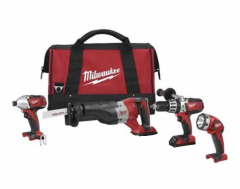 Combo Kit, 4 Tool 18V Cordless Power Tool Set (Recip Saw, Hammer Drill, Impact Driver, Light (EXPORT SET) (BARE TOOL) MILWAUKEE (2692-0)