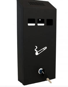 Wall Mounted Cigarette Bin, Black, 323 x 147 x 6mm, Capacity 300 Butts, CIGLOW (CIG-WMG)