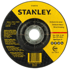 Disc Grinding Metal 4'' / 100mm 4mm x 16mm Bore, STANLEY (STA4510)