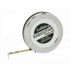 Tape Measure Executive Thinline pocket tape SAE/Metric 1/4 ins (6mm) x 6 ft (2m), Blade Style: A17, Chrome case/yellow clad, LUFKIN (W606ME)