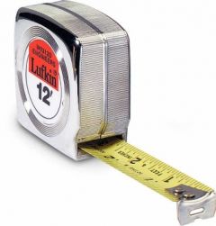 Tape Measure Mezurall Chrome Case Engineer's Power Return 3/4 ins x 12 ft, grad.10ths and 100ths, Blade Style: A4, Yellow Clad, LUFKIN (W9312D)