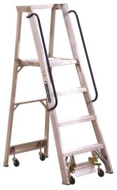 Ladder mobile platform with handrail 4 steps, aluminium, 3' 10" platform ht, 1A 300lb, LOUISVILLE (AP5004)