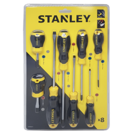 Set, Screwdriver 8pcs, Black Oxide Tips For Precise Fit In Screws. STANLEY (STMT66673)